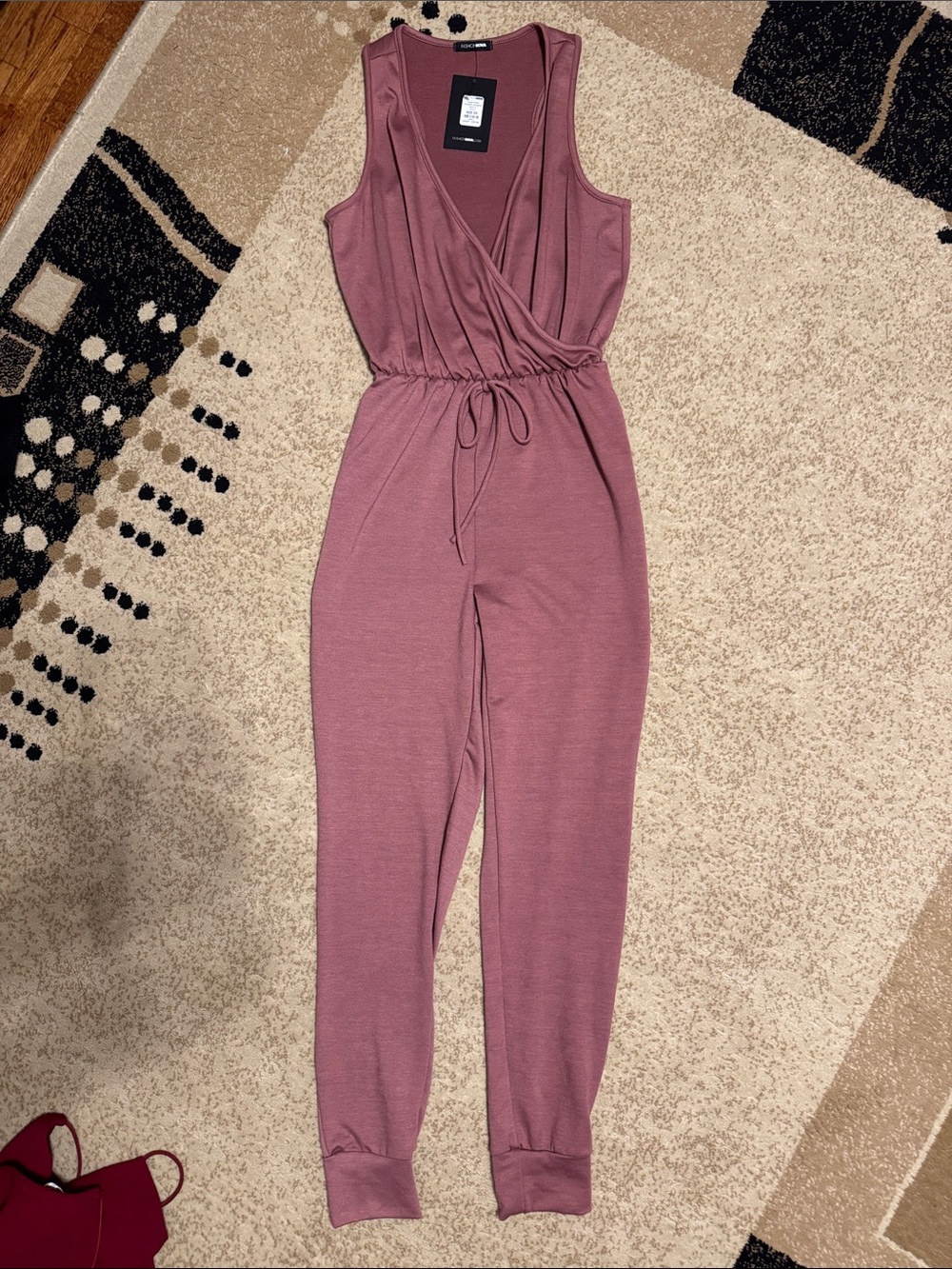 Fashion Nova Sleeveless Wrap Jumpsuit - Mauve Pink